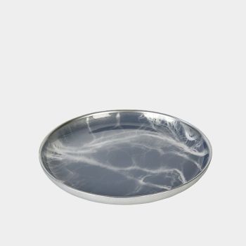 Lambert Achat Teller Glas, bedruckt grau/silber D 21 cm