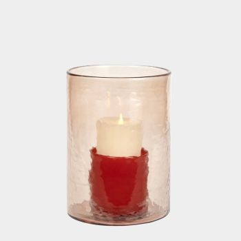 Lambert Livorno Windlicht Glas apricot/rot H 21 cm