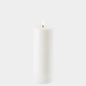 Uyuni LED Echtwachskerze Nordic White, smooth 7,8 x 20 cm