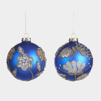 Zawoh Weihnachtskugeln 2-er Set blau / gold 10 cm