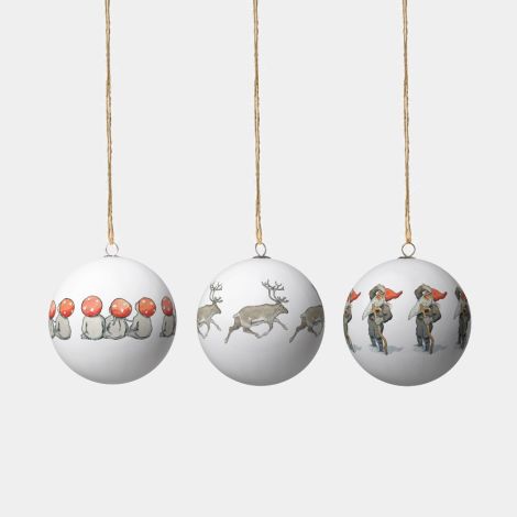 Design House Stockholm Weihnachtskugel Set Beskow Reindeer Children of the Forest & Elf