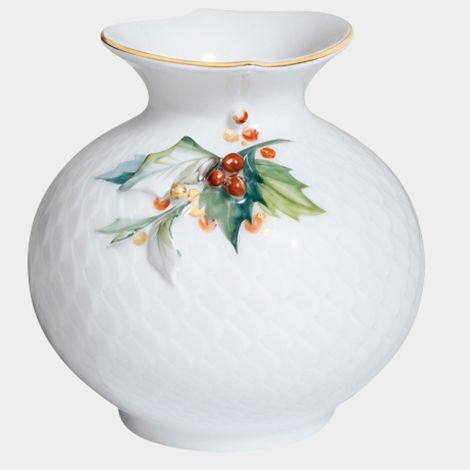 Meissen Stechpalme Vase mit Belag 9 cm