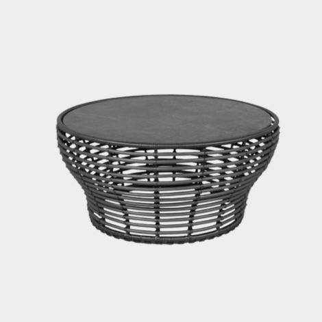 Cane-line Basket Couchtisch Gestell schwarz groß - Tischplatte fossil black