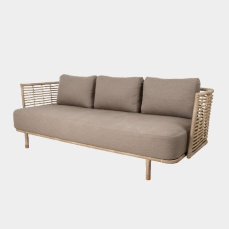 Cane-line Sense 3-Sitzer Sofa natur inkl. Kissen