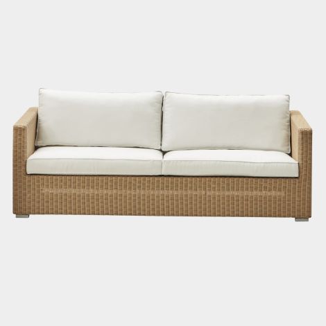 Cane-line Chester 3-Sitzer Sofa natural - Kissen in weiß