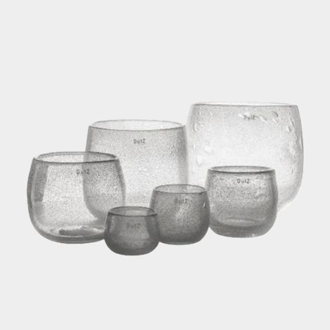 Dutz Vase Pot Klarglas mit Blasen H14 D 16 cm