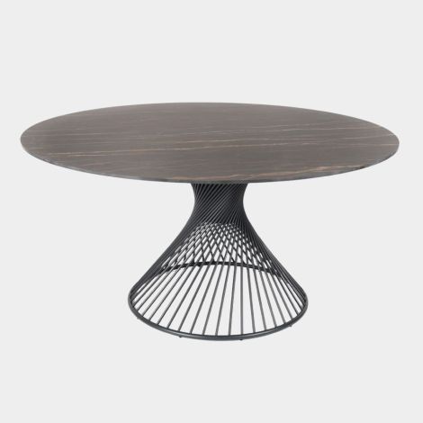 Fischer Möbel Säulentisch rund Gestell anthrazit Tischplatte marrone