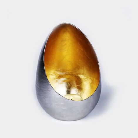 Lambert Casati Windlicht gold, außen vernickelt H 20 D13,5 cm