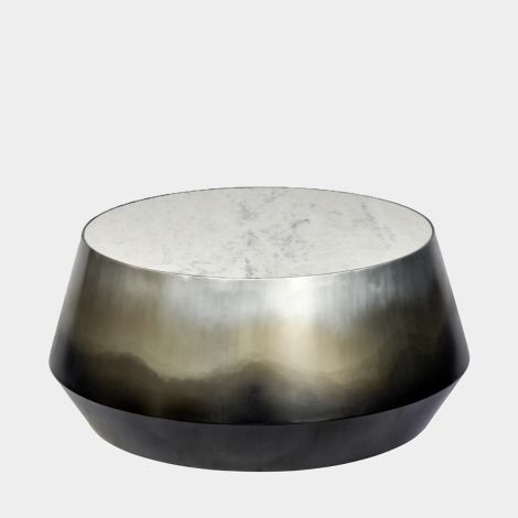 Lambert Okayo Couchtisch Eisen, Marmor schwarz, weiß H 40 cm, D 80 cm