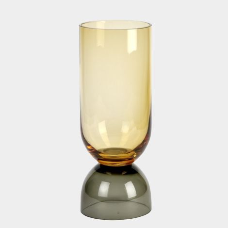 Lambert Vasari Vase / Windlicht Glas amber/grau H 32 cm D 12 cm