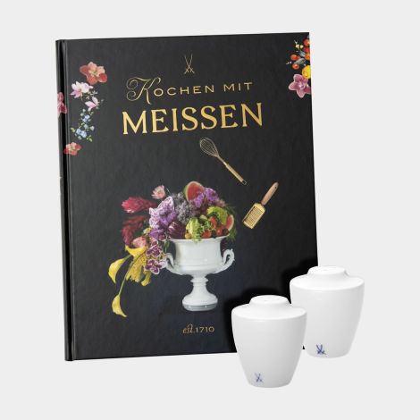 Meissen Kochbuch mit Salz- & Pfefferstreuer Meissener Porzellan