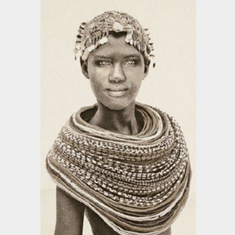 Thomas Albrecht Gobelinbild Samburu Girl creme 125 cm x 195 cm