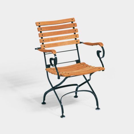 Weishäupl Classic Sessel geschwungene Latten / Gestell grau