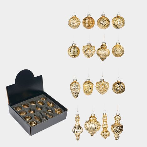 Zawoh Weihnachtsschmuck-Box 16er-Set gold  5 cm