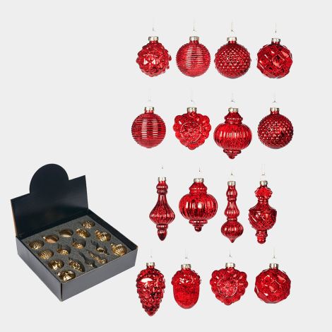 Zawoh Weihnachtsschmuck-Box 16er-Set rot 5 cm