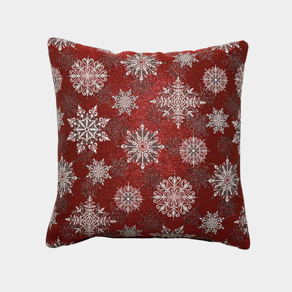 Dekokissen Schneeflocken rot 40 x 40 cm-Polyester